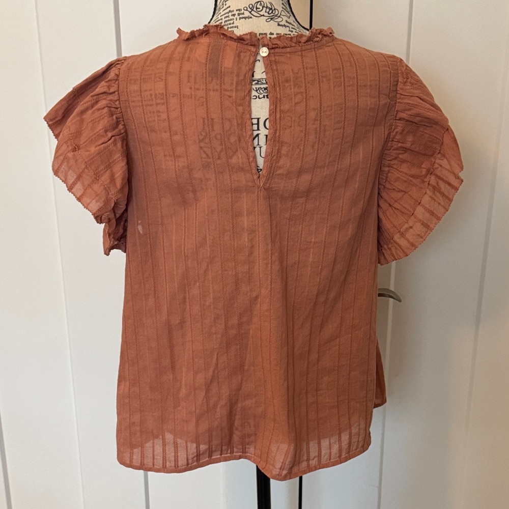 Universal Thread Rust Eyelet Ruffled Short Sleeve Blouse - Picture 4 of 4